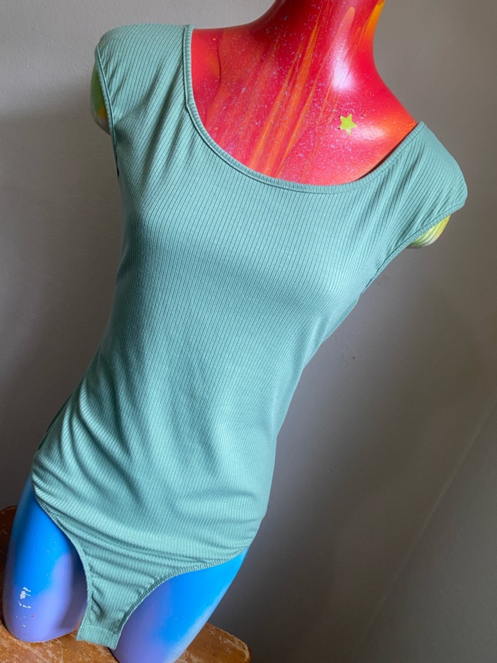 Lush Ribbed Sage Green Sleeveless Bodysuit